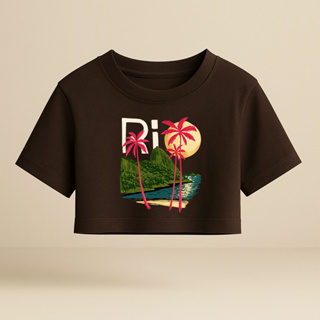 Cropped Oversized Feminina Rio Tendência Verão Tropical Blusa 100% Algodão Envio Imediato em Oferta na Shopee