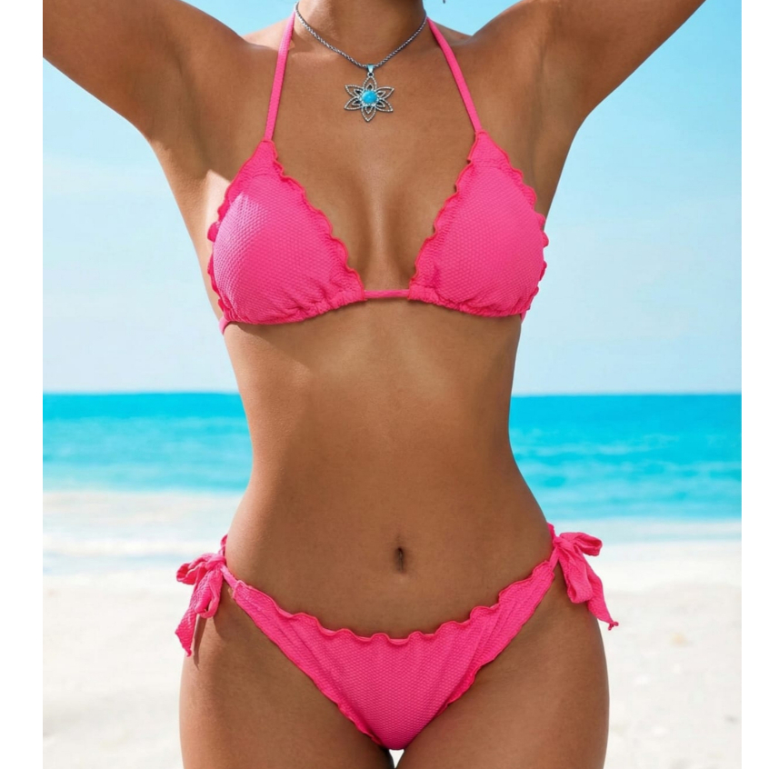 Conjunto Biquíni Sereia Cortininha Feminino Básico Amarração Bojo Removível Efeito Empina Bumbum em Oferta na Shopee