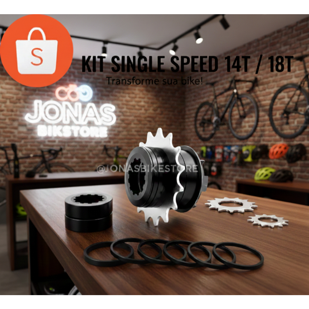 Kit Single Speed Pinhão 14T 16T Conversão K7 para Cubo  COG Gios VikingX Hupi Grau Wheeling
