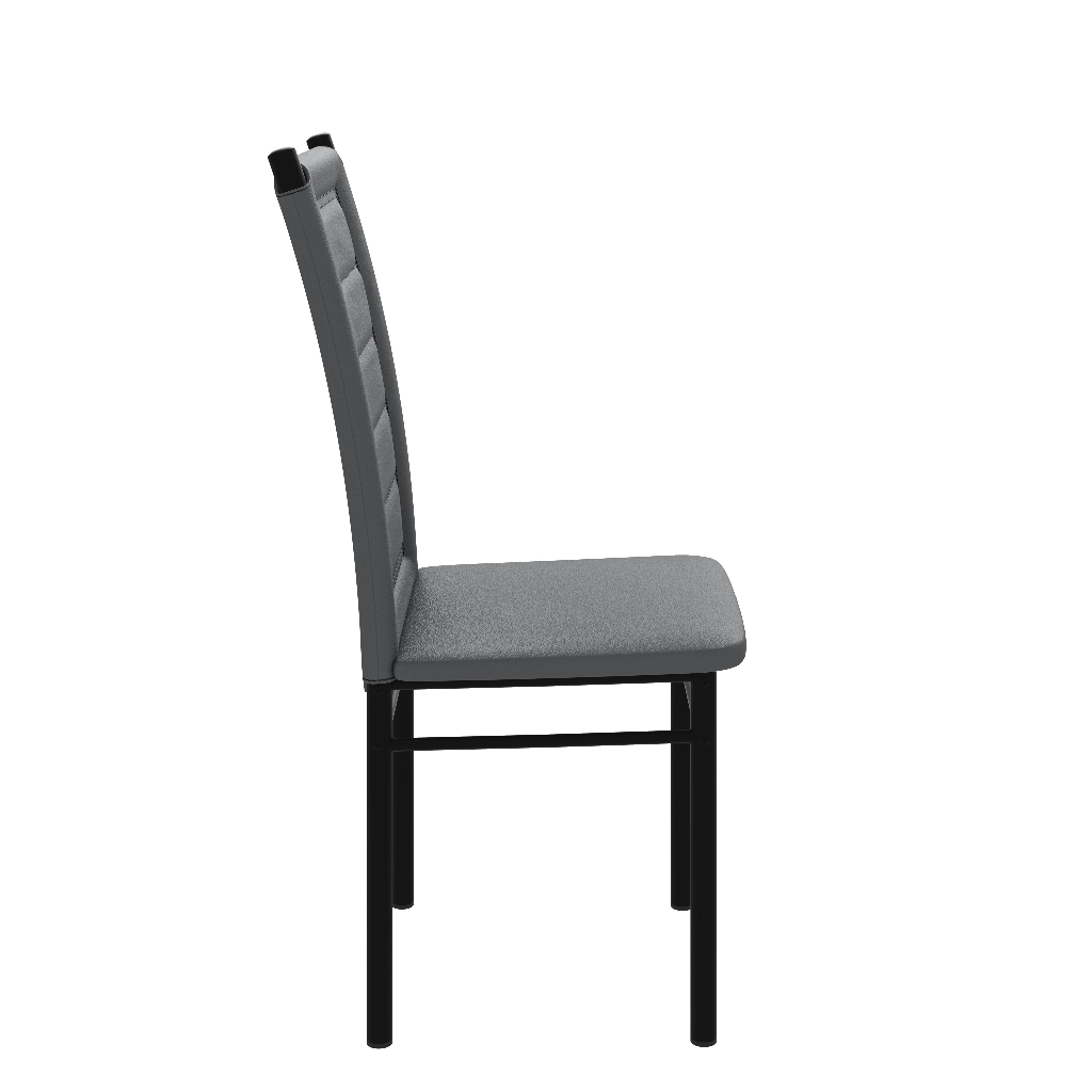 KIT 6 CADEIRAS JANTAR TOKIO ACO/ COURO SINTETICO PRETO/ CINZA