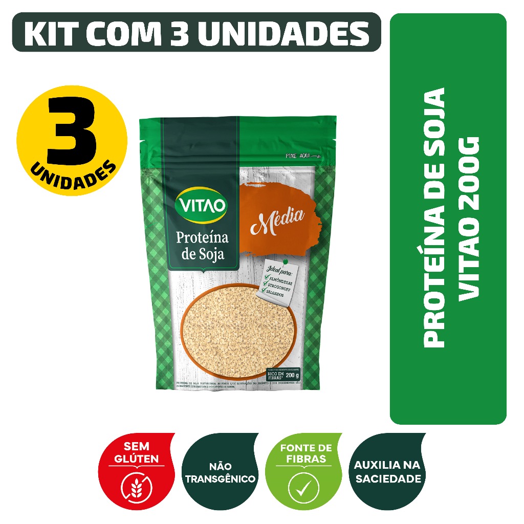 Kit Proteína De Soja Vitao 200G - 3 Unidades
