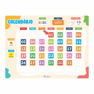 Quadro Calendário Infantil Interativo Educativo Permanente Para Fixação Na Parede em Oferta na Shopee
