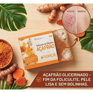Sabonete Açafrão e Glicerina - Anti Foliculite e Clareador - Não Resseca a Pele - Corpo e Rosto em Oferta na Shopee