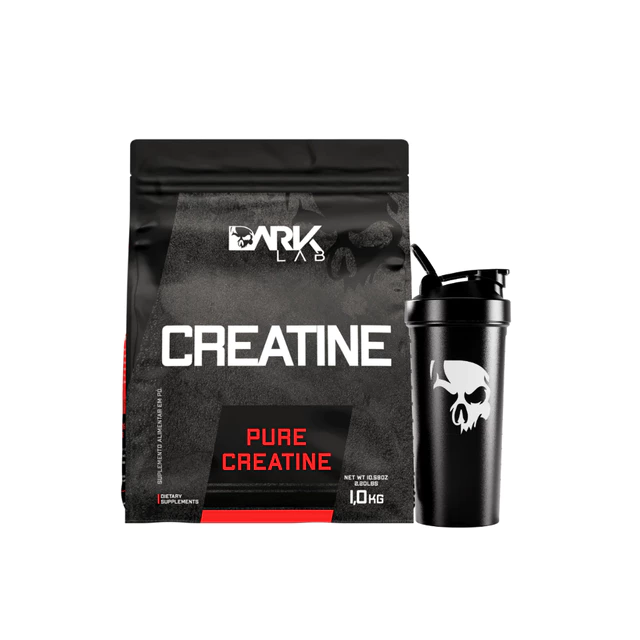 Creatina refil 1kg monohidratada + Coqueteleira Fuse com Rede 700ml Preta - Dark Lab