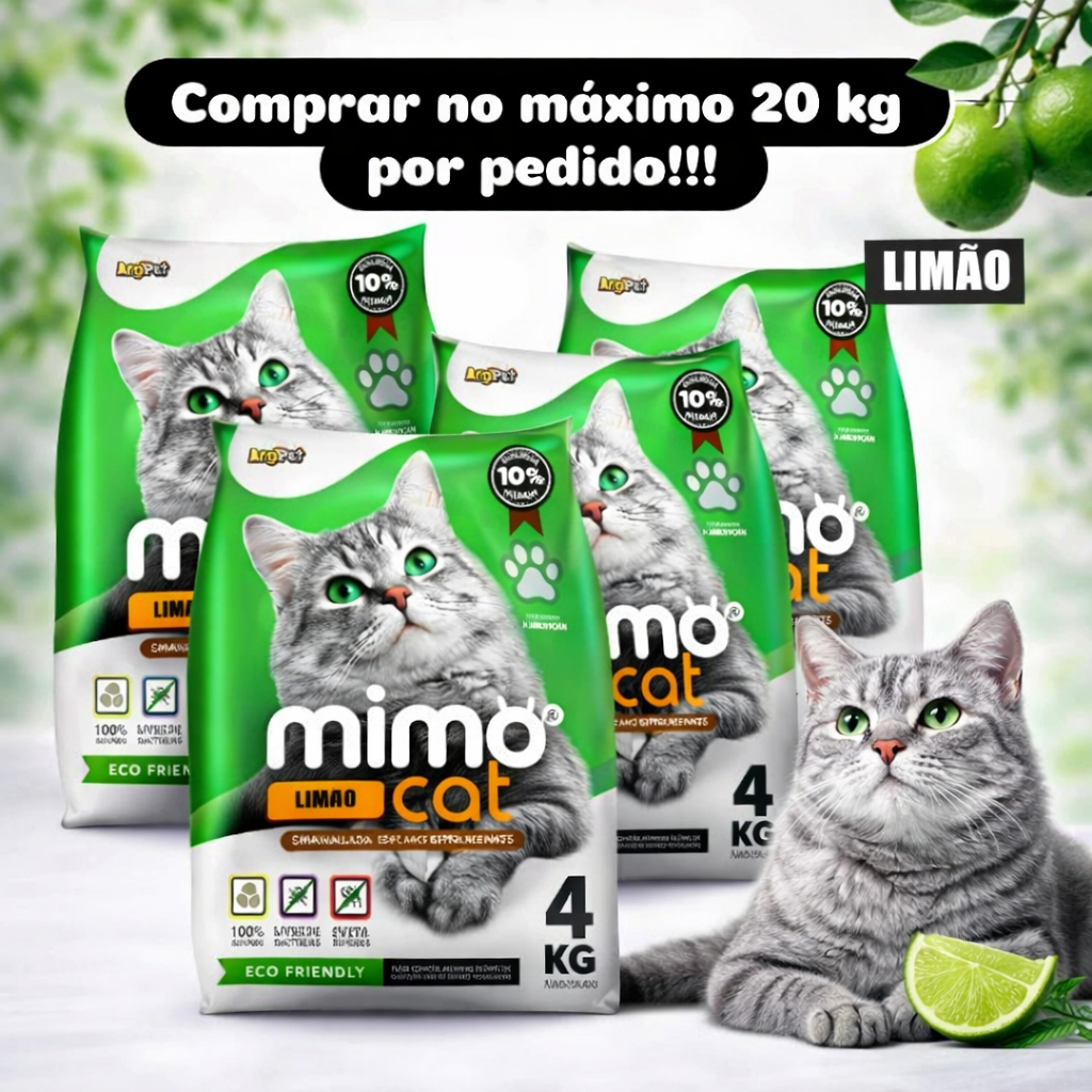 Areia Sanitária Mimo Cat Limão 4kg – Alta Absorção, Controle de Odores e Eco Friendly