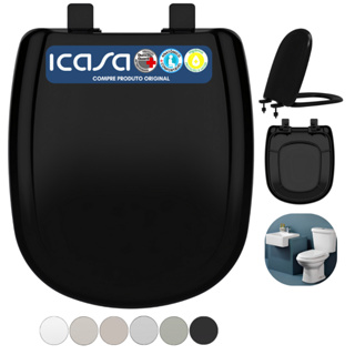 Assento Tampa Vaso Sabatini Original Icasa Polipropileno Reforçado Preto 1.6gpf 6lpf em Oferta na Shopee
