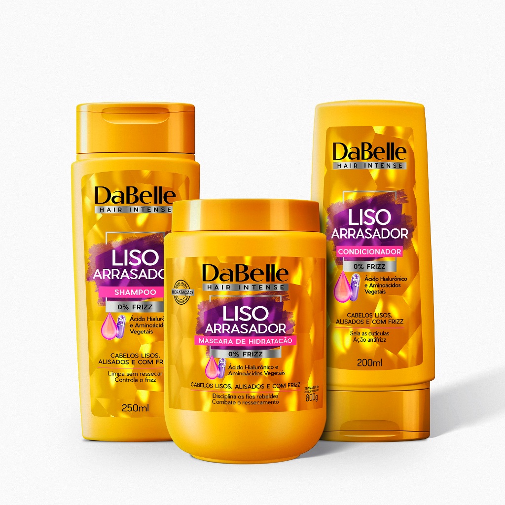 Kit Shampoo + Condicionador + Máscara 800g  Liso Arrasador - Dabelle Hair em Oferta na Shopee