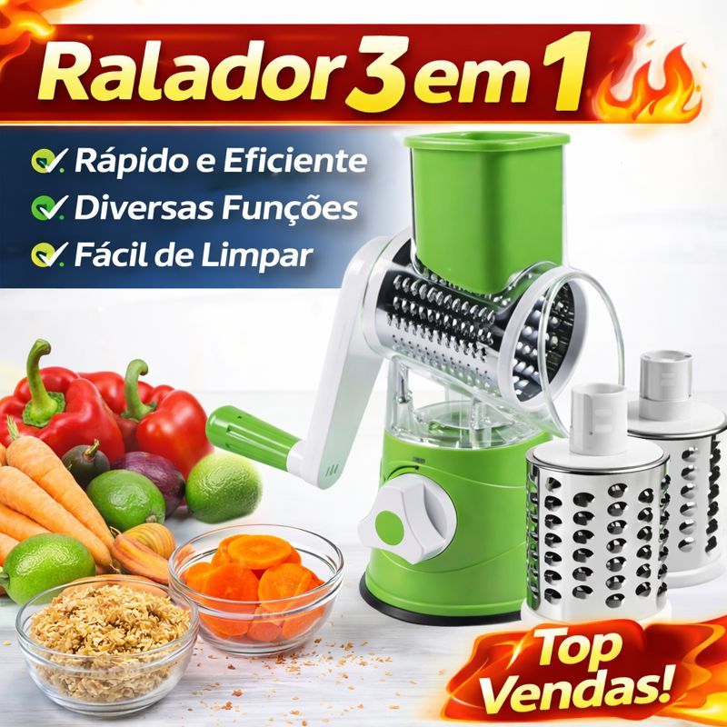 Ralador Fatiador Multiuso 3 Em 1 Verduras Legumes Queijo Top (Verde)