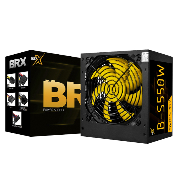 Fonte Atx 550w Brx Pfc Ativo Cooler 12cm Bivolt Com Cabo