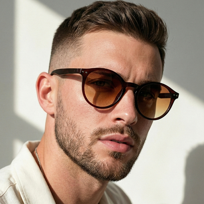 Óculos de Sol Milan Marrom Degradê Redondo Clássico Oldstyle Retrô Vintage Blogueira uv400 Unissex