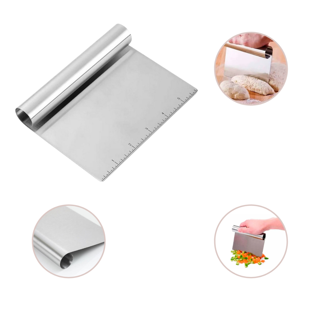 Espátula Em Inox  Raspador Cortador De Massa Com Cabo Tubular 15cm Massa Pão Padaria Boleira Prática