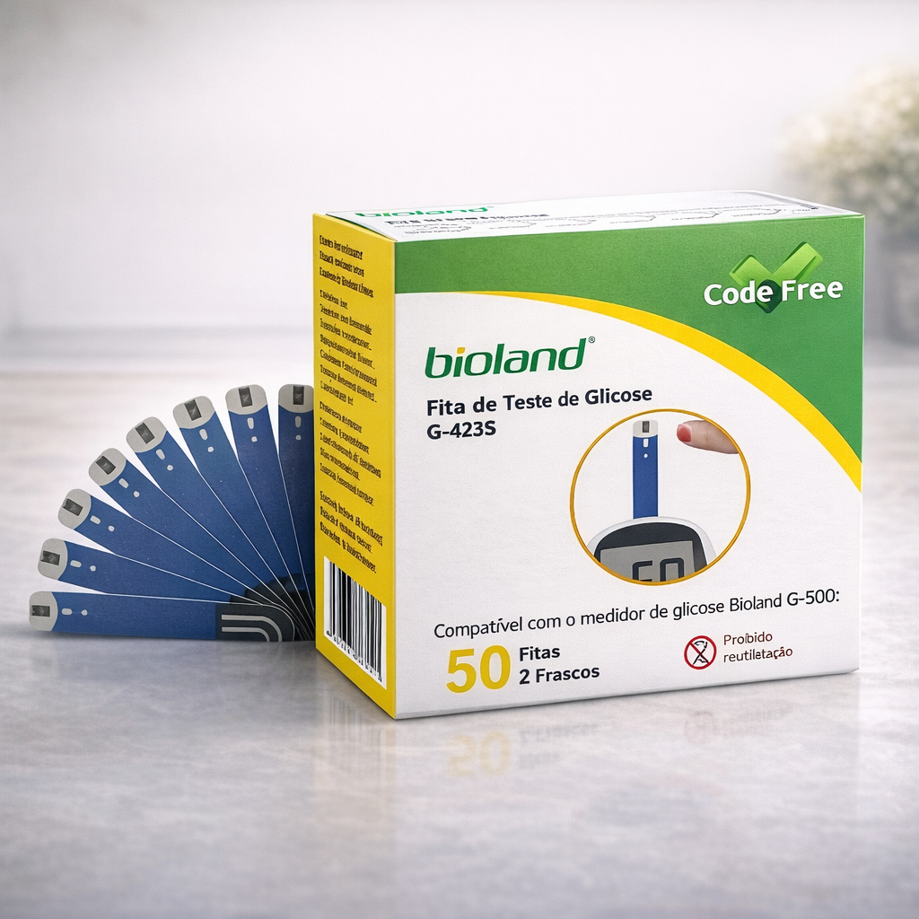 Tira/Fita de Glicemia C/50 Unidades de Tiras - medidor de glicose - Bioland em Oferta na Shopee