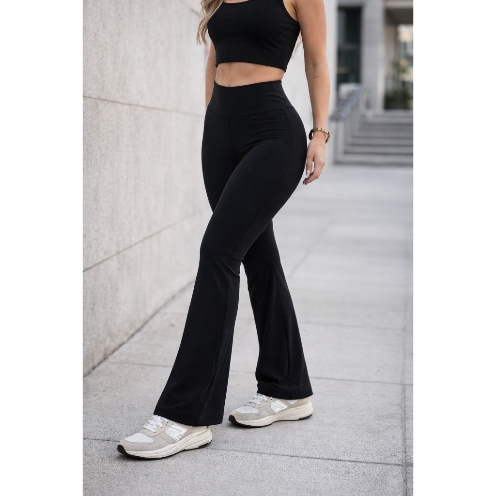 Calça Legging Bailarina Flare Tecido Grosso Modela bumbum Cintura Alta Zero Transparência Suplex em Oferta na Shopee