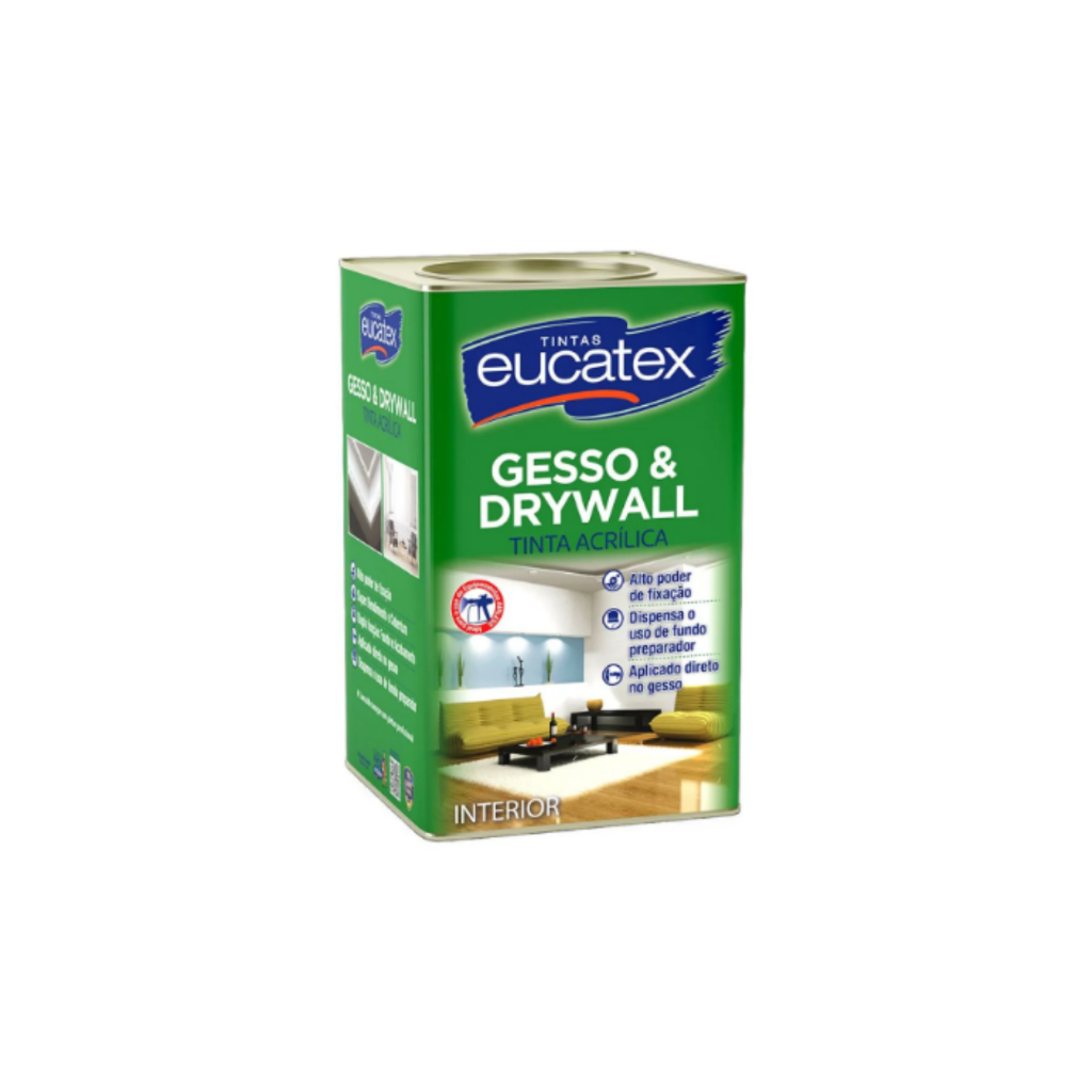 Tinta Acrílica Gesso E Drywall - 18l Lata Branco - Eucatex em Oferta na Shopee