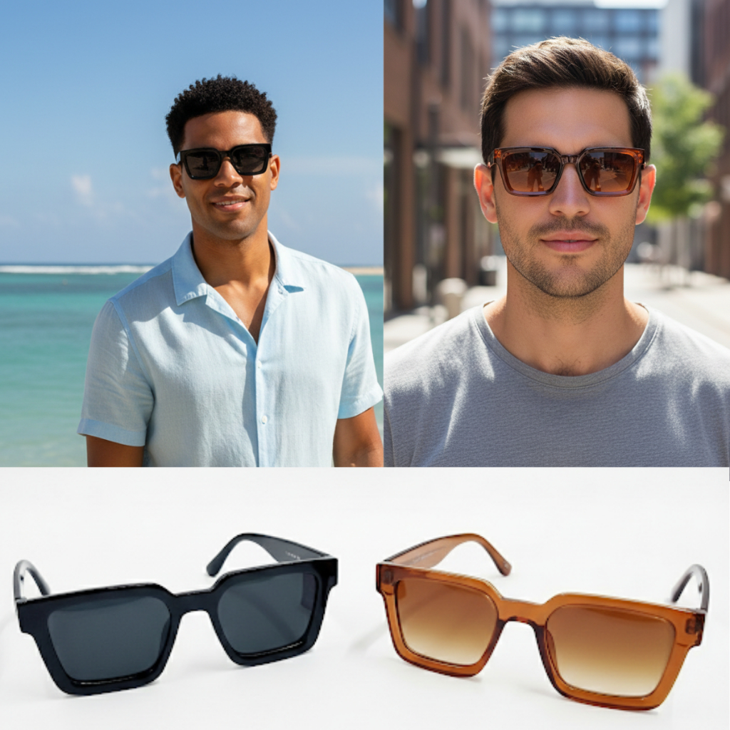 Oculos de Sol Masculino Quadrado Oculos Retro moda tendencia Moldura grossa acetato Lente UV em Oferta na Shopee