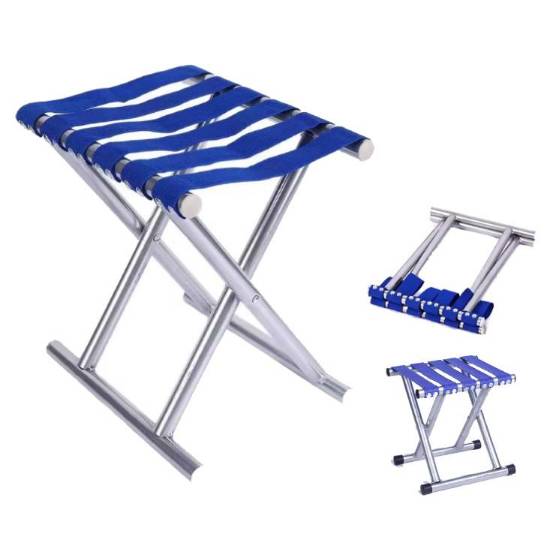 Banquinho Dobrável 30x30x25cm Leve P/ Camping Praia Azul