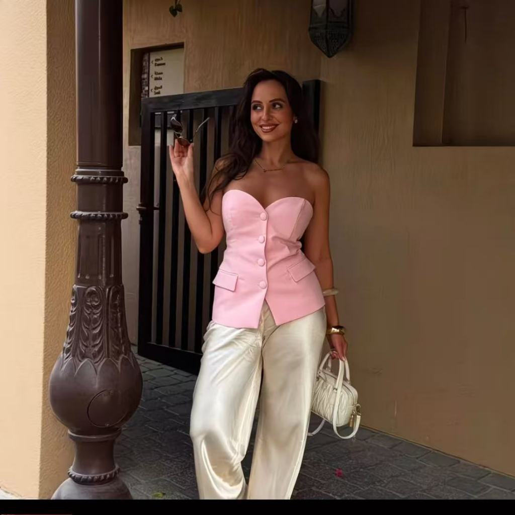 TOP COLETE FEMININO SOCIAL ALFAIATARIA SEM ALÇAS ELEGANTE  COM ELÁSTICO NAS COSTAS em Oferta na Shopee