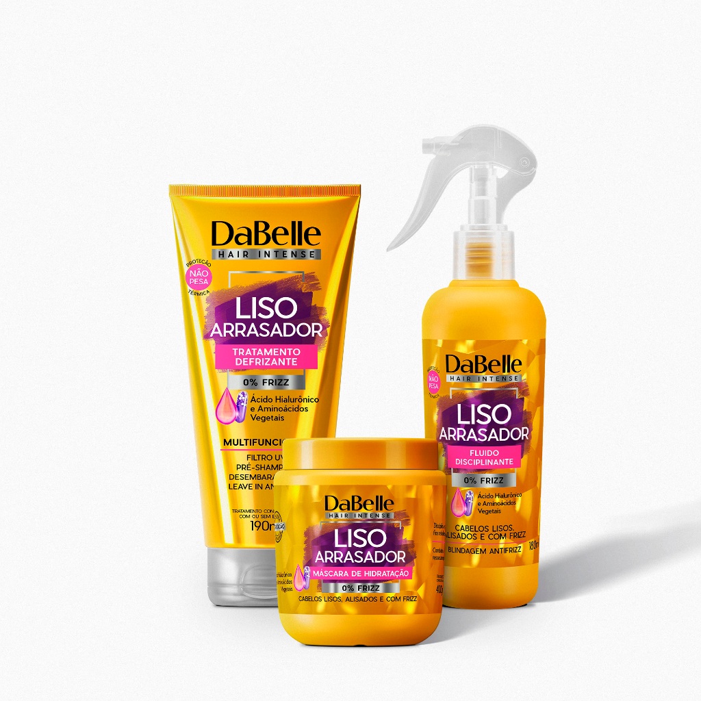 Kit Fluido Disciplinante Liso Arrasador Dabelle Hair 3 Produtos em Oferta na Shopee