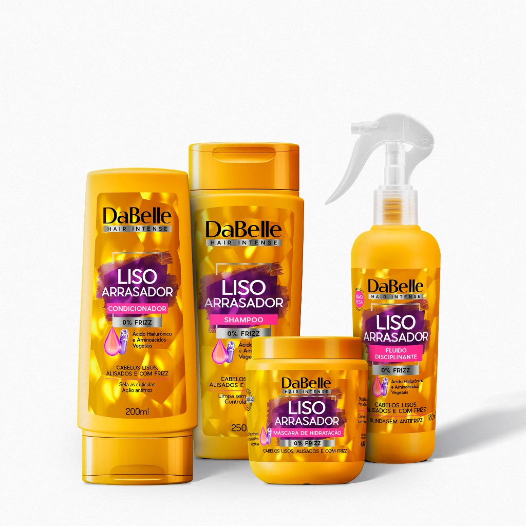 Kit DaBelle Hair Liso Arrasador  Shampoo + Condicionador + Selagem+ Máscara 400g (4 produtos) em Oferta na Shopee