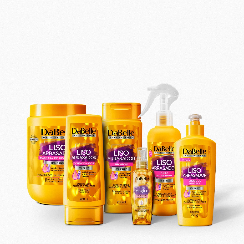 Kit DaBelle Hair Liso Arrasador Selagem Mágica Full (6 produtos) em Oferta na Shopee