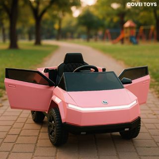 Carrinho Eletrico Infantil 12v Controle Remoto Som Led Suporta Até 30kg Cybertruck Rosa em Oferta na Shopee