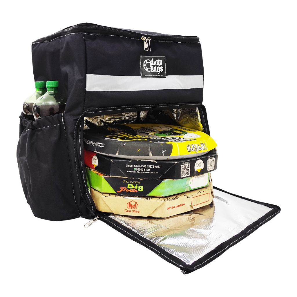 Mochila Térmica Delivery pizza lanches aplicativo Motoboy Reforçada Prende no baú 80 Litros