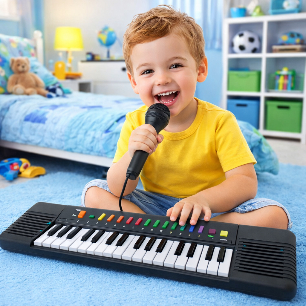 Teclado Piano Musical Infantil + Microfone Karaokê – Brinquedo para Criança e Bebê em Oferta na Shopee