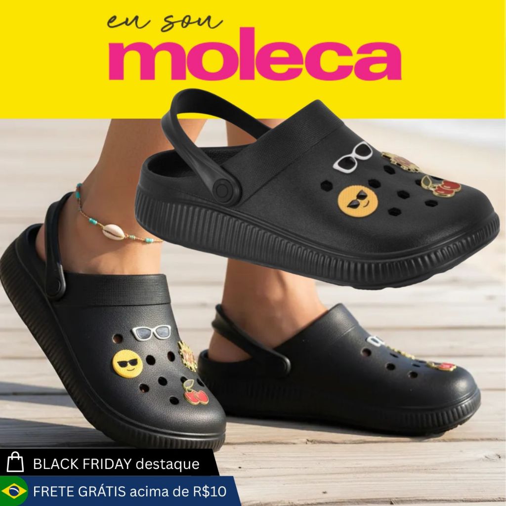 Babuche Moleca Feminino Enfeite Chinelo Sandália Eva Leve Confortável Original Casual Ortopédico
