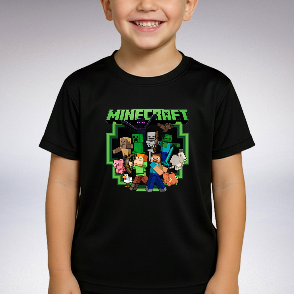 Camiseta Infantil Juvenil Estampada Minecraft Camisa 100% Dry Fit N°2 ao 14 Tendencia Lançamento