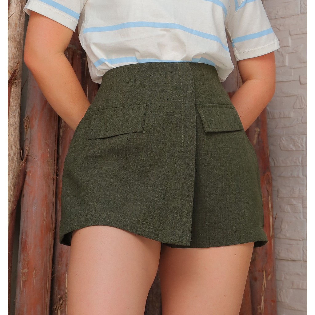 Short Saia Feminino Cintura Alta Linhão – Moda Casual e Confortável em Oferta na Shopee