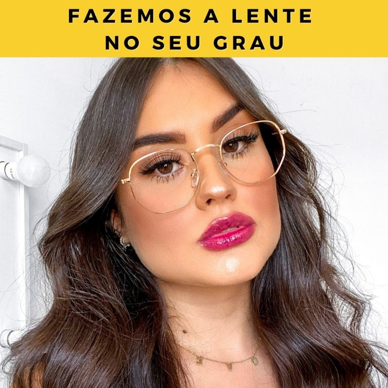 Óculos Armação Feminino e Masculino Unissex Hexagonal Dourado Prata Preto em Oferta na Shopee