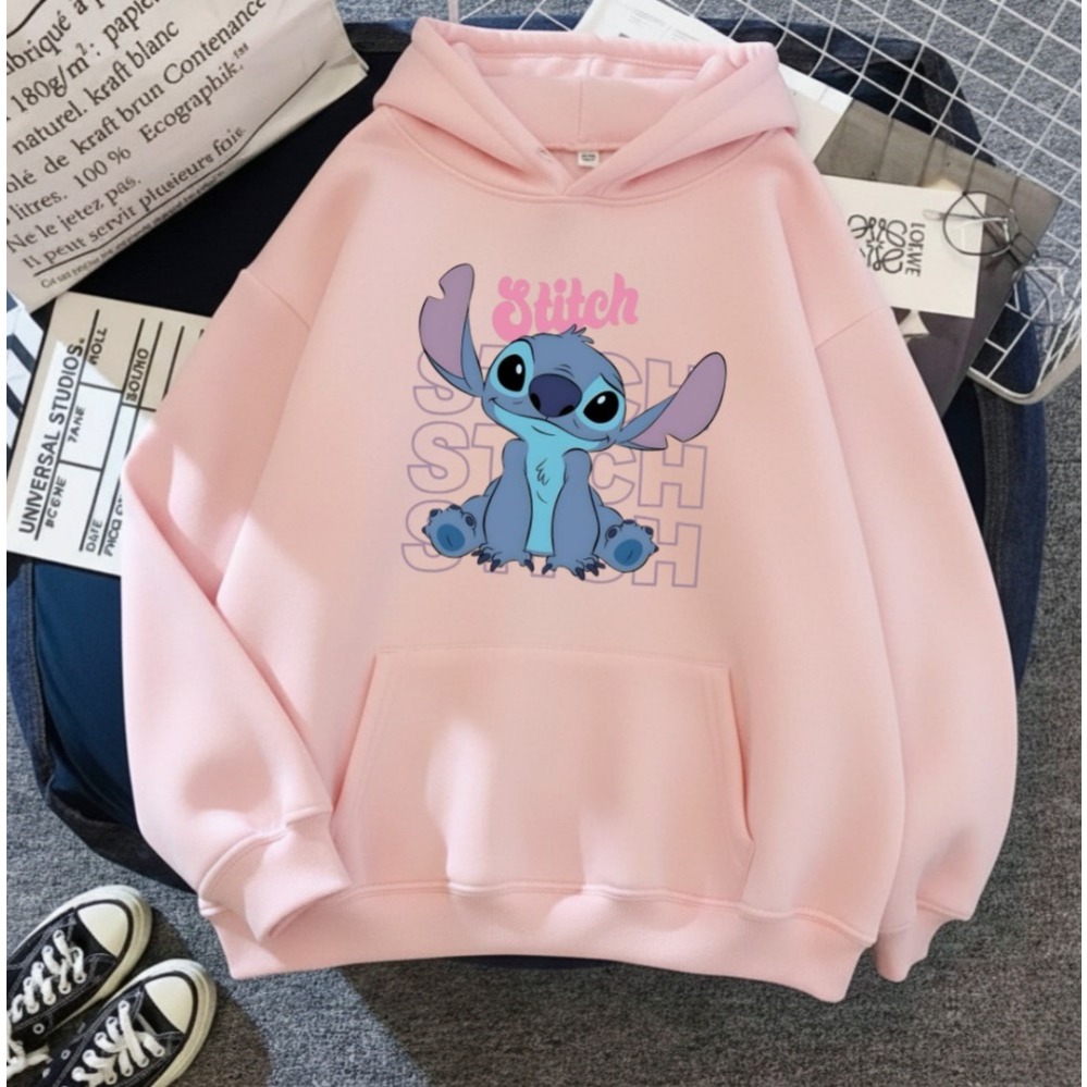Moletom Lilo & Stitch Com Capuz e Bolso Moletom Canguru Agasalho Casaco Blusa de Frio