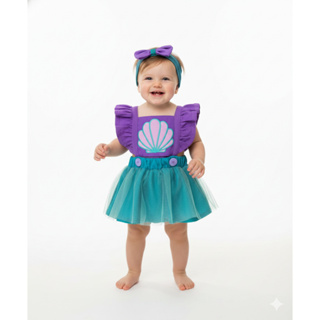 Romper Pequena Sereia Infantil Salompete Blogueirinha - Roupinha Mesversario Bebês em Oferta na Shopee