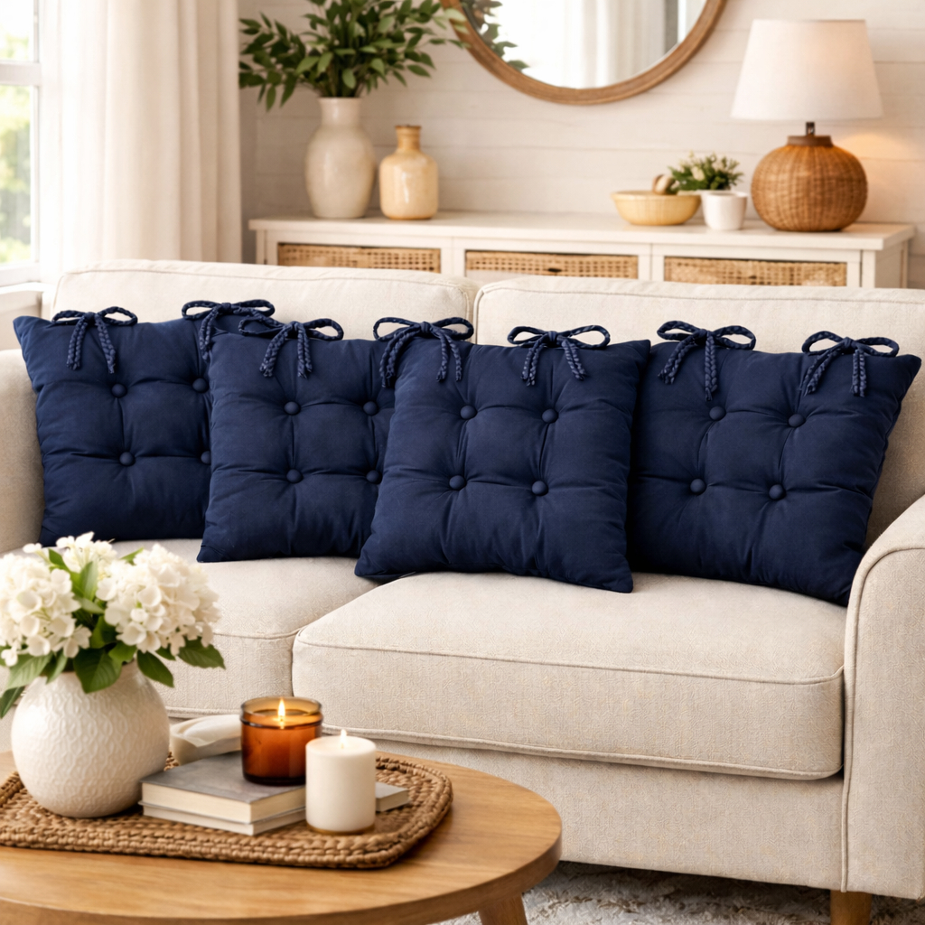 Kit 4 Almofadas Futon 40x40cm para Assento de Cadeiras Sofás Bancos Pallets Banquetas e Decoração
