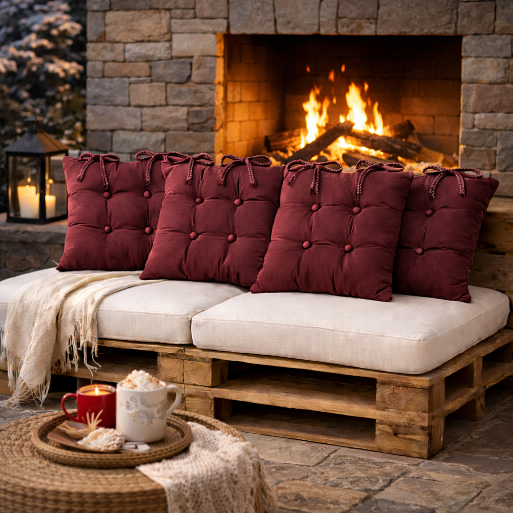 Combo de 4 Almofadas Futon Oxford 40x40cm para Assento de Cadeiras Encostos Sofás Banquetas e Pallet