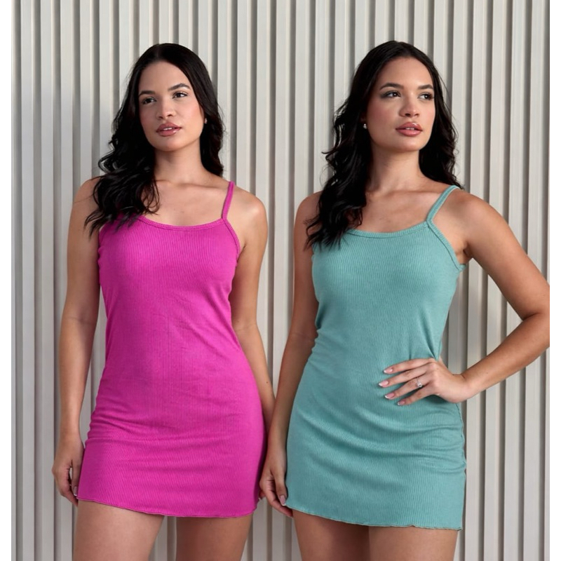 Kit Camisola Pijama Feminino Vestido com Alça Verão Roupa de Dormir