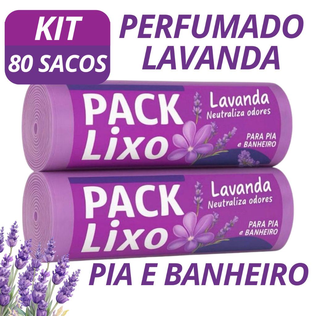 KIT Saco de Lixo Perfumados Lavanda Para Pia e Banheiro Neutraliza Odores 34x38cm em Oferta na Shopee