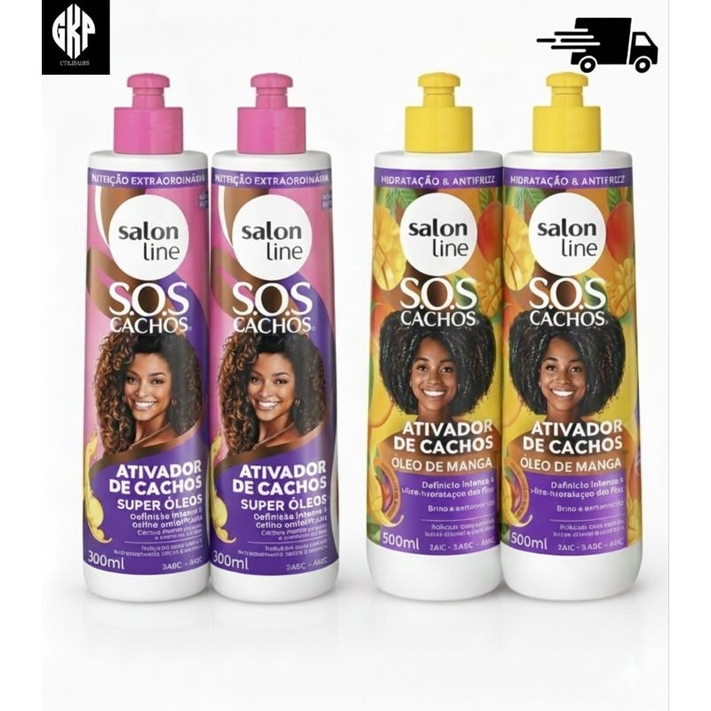 KIT 2 UND ATIVADOR DE CACHOS SUPER ÓLEOS/ÓLEO DE MANGA SALON LINE 300ML(ESCOLHA O SEU) em Oferta na Shopee
