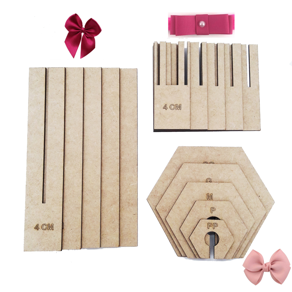 Kit 3 Gabaritos Moldes para fazer laço fácil Laço Simples, Duplo E Cruzado Mdf Cru em Oferta na Shopee