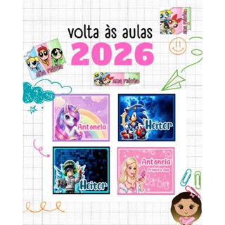 Etiqueta Escolar Personalizada Adesiva | Nome série/turma | Vários Temas | Papel Fotográfico Glossy em Oferta na Shopee