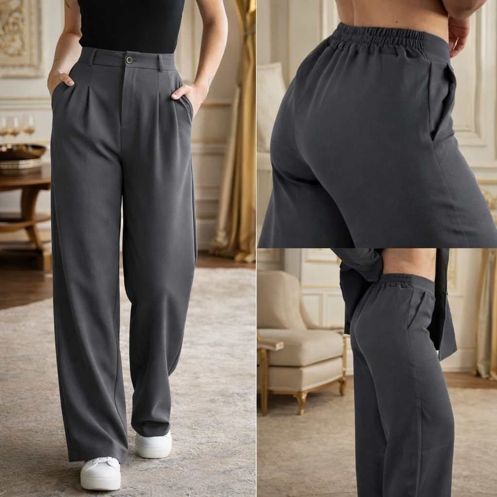 Calça Pantalona Feminina Alfaiataria Premium COM ELÁSTICO NA CINTURA PROMOÇÃO Wide Led em Oferta na Shopee