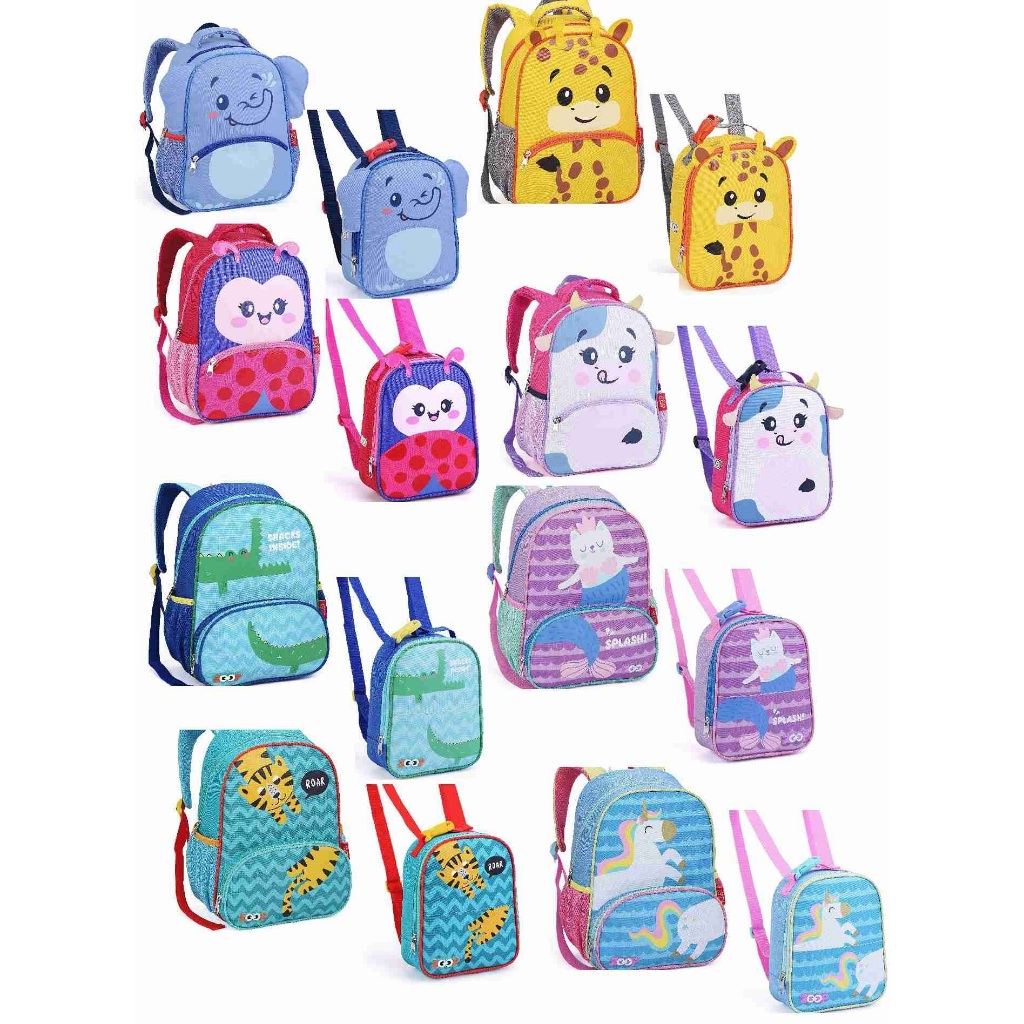Kit Mochila e Lancheira Infantil Escolar Animal Zoop Mochila Infantil Lancheira Infantil Escolar