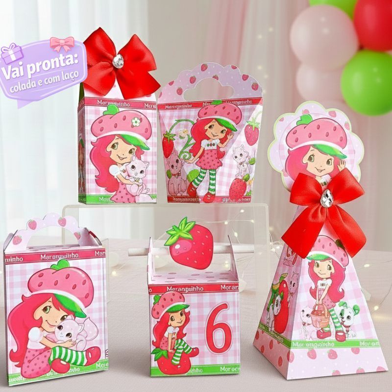 Kit Caixas Personalizadas Moranguinho – Lembrancinha para Festa Infantil - Aniversário
