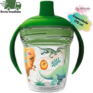 Copo Infantil Jurassic Park 170ml com Alça e Bico | Bebê | Antivazamento | Treinamento| Dinossauro em Oferta na Shopee
