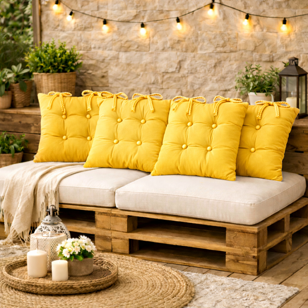 Kit 4 Almofadas Futon Oxford 40x40 para Assento de Cadeiras Encosto Sofás Bancos Banquetas e Pallets