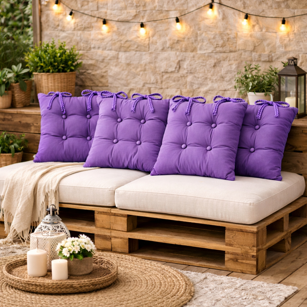 4 Almofadas Futon 40x40cm Oxford Decorativas para Pallets Cadeiras de Madeira Bancos Banquetas