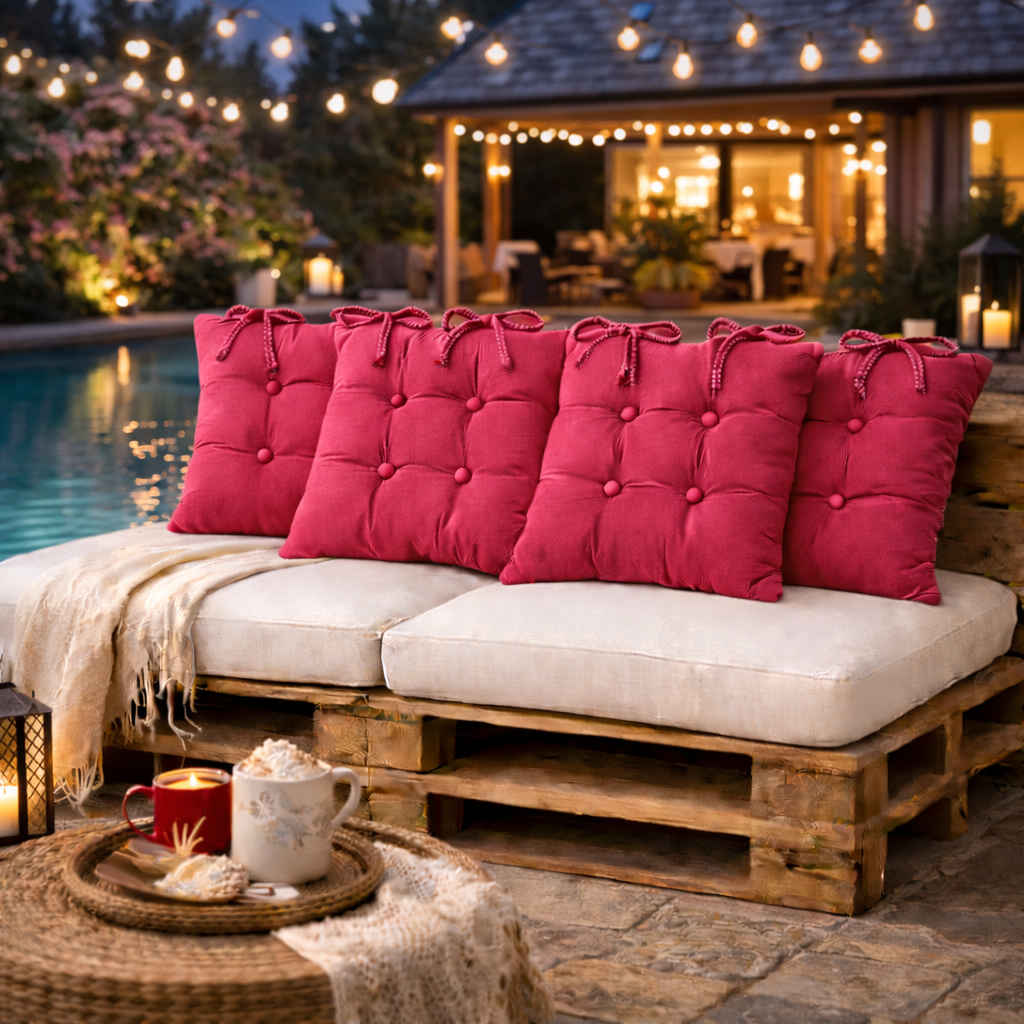 4 Almofadas Futon 40x40cm para Sofás Bancos Assento de Cadeiras Banquetas Pallets Encostos e Enfeite