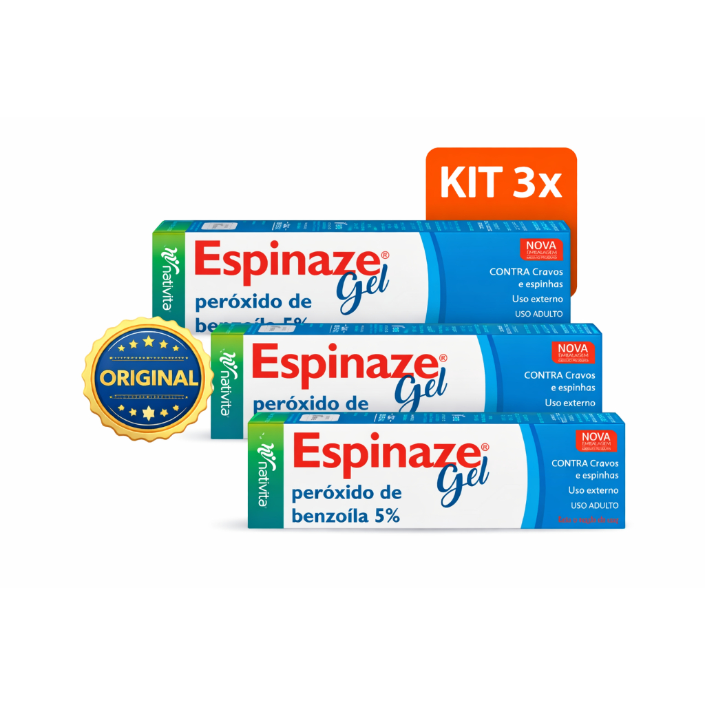Kit 3x Espinaze Gel Peróxido de Benzoíla 5% Nativita – Uso Externo