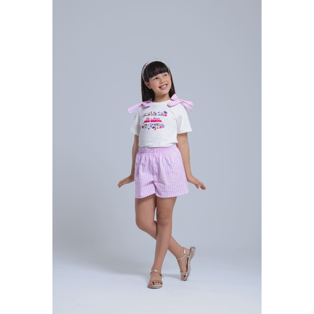 Conjunto infantil, Blusa em malha 100% Algodão, Short em tricoline 100% algodão, tamanho 2 ao 12 anos, roupa de menina.