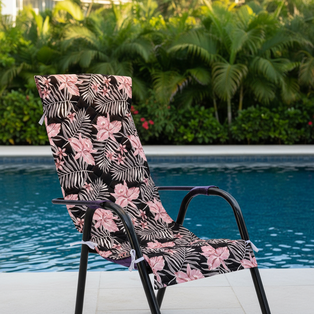 Capa Cadeira de Praia  Espreguiçadeira Protetor Acabamento Matelassado Renove Seu Ambiente